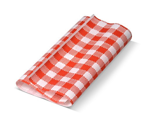 1/2 CUT RED GINGHAM GREASEPROOF PAPER