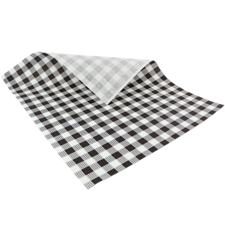 1/3 CUT BLACK GINGHAM GREASEPROOF PAPER