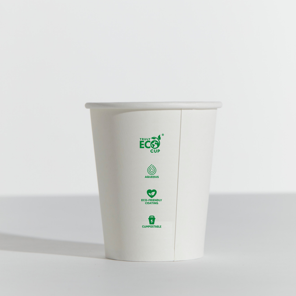 8OZ UNI SINGLE WALL AQUEOUS TRULY ECO CUP - White