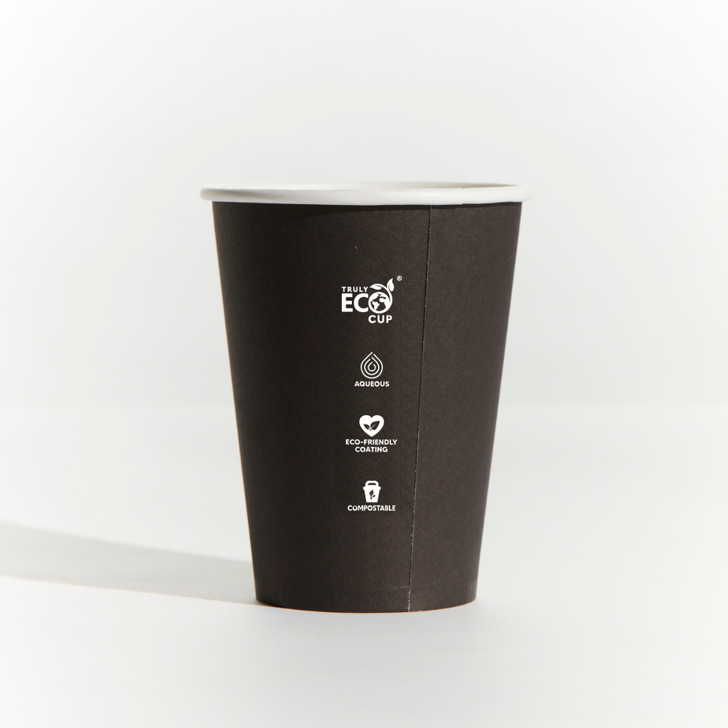 10OZ SINGLE WALL AQUEOUS TRULY ECO CUP - Black