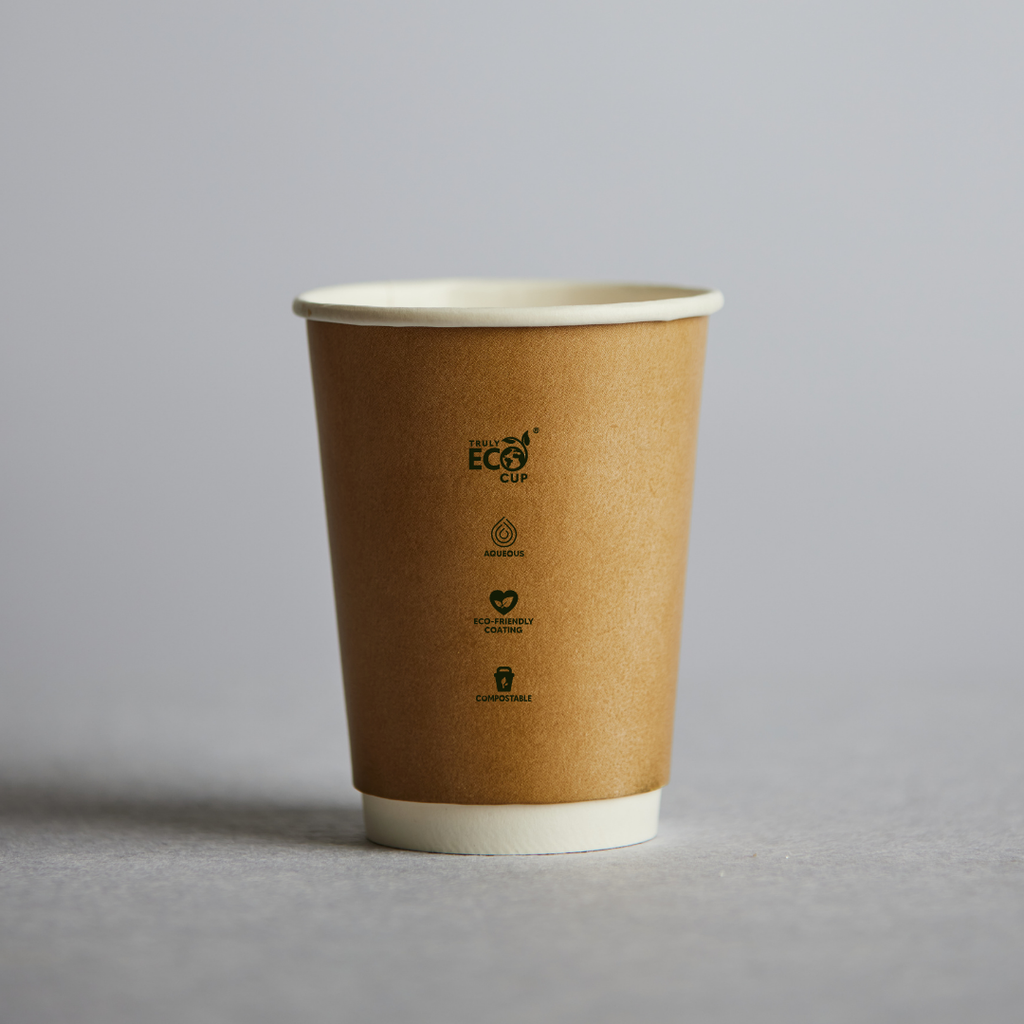 12oZ DOUBLE WALL AQUEOUS TRULY ECO CUP - Kraft