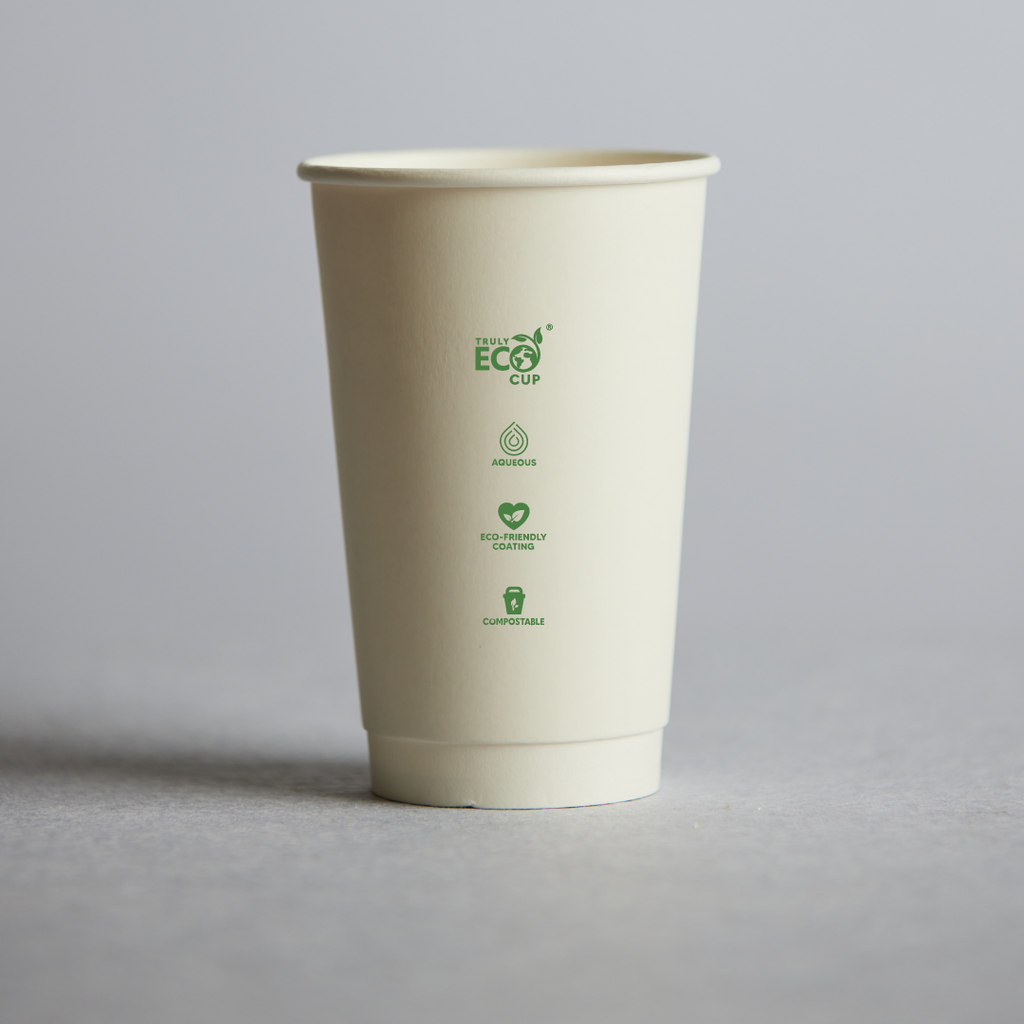 16oZ DOUBLE WALL AQUEOUS TRULY ECO CUP - White