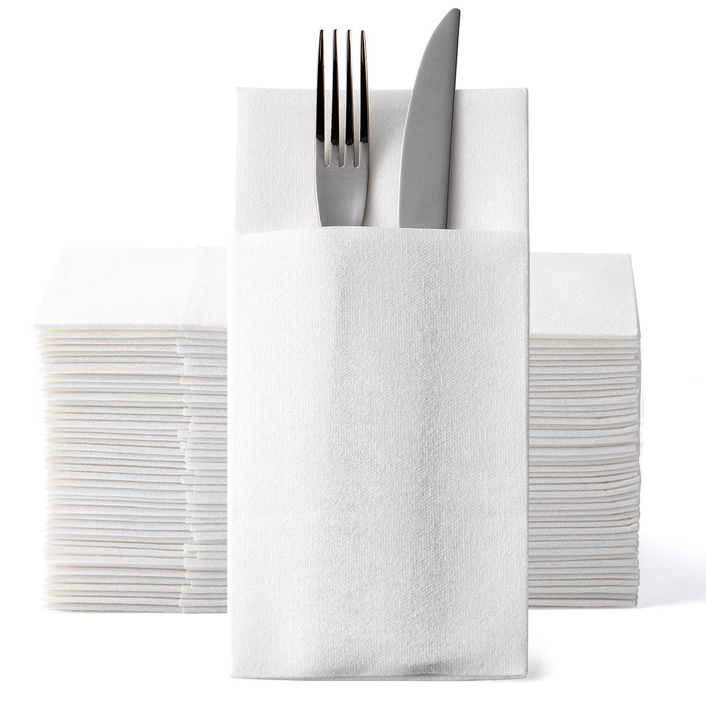WHITE QUILTED DINNER NAPKIN -POCKET FOLD