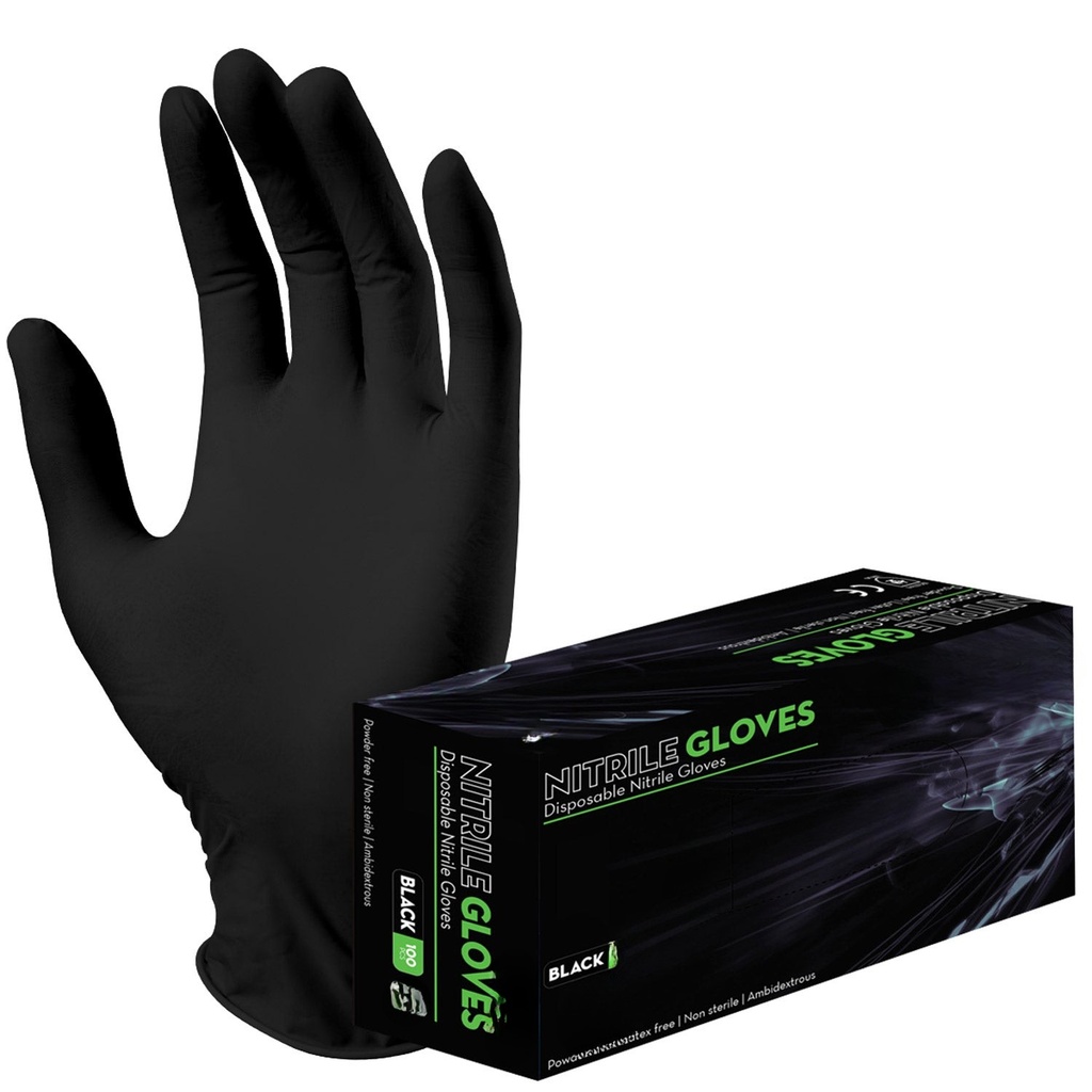 NITRILE POWDER FREE GLOVES LD BLACK -XLARGE