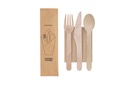 WOODEN CUTLERY SET (SPOON, FORK, KNIFE, NAPKIN